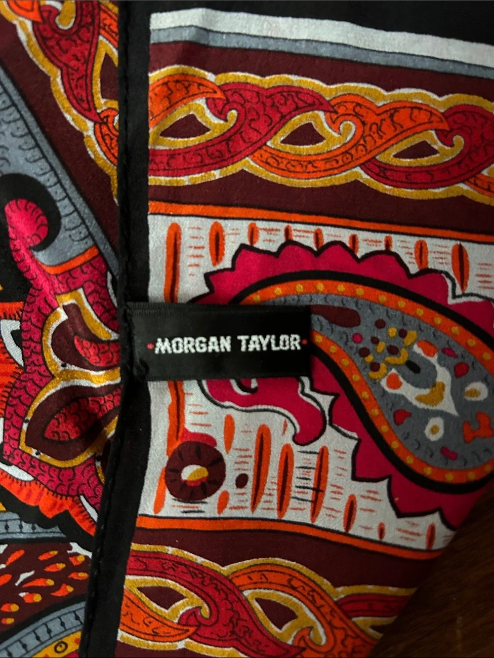 Morgan Taylor 100% Silk Paisley Print Scarf, Multicolored